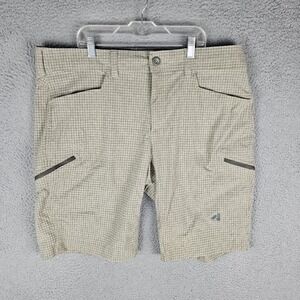 Eddie Bauer First Ascent Cargo Shorts Mens 40 Check Casual Hiking Outdoor